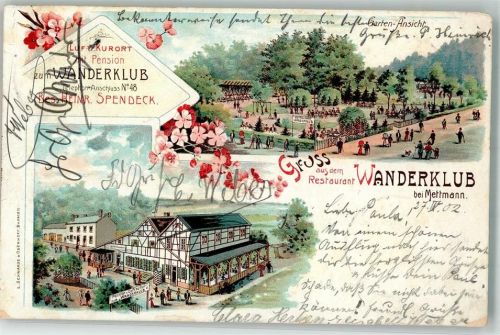 Mettmann 1902 Gasthaus zum Wanderklub Gartenwirtschaft