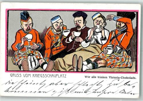 1900 Kriegsschauplatz Victoria Schokolade Karrikatur