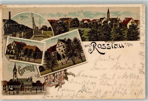 Roßlau 1898 Elbbrücke Alte Burg Bahnpost Magdeburg-Zerbst Zug 407