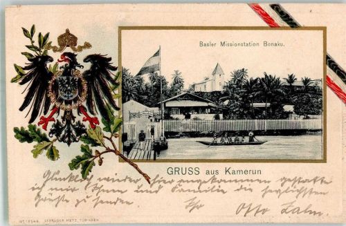 1905 Basler Missionstation Bonaku , Wappen Eichenlaub Prägedruck