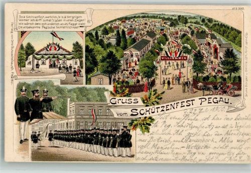 Pegau 1900 Pegauer Schützenfest Festgelände Schießstand Schützenparade