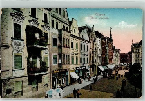 Glogau 1917 Apotheke Geschäft Kaiser Marktplatz Feldpost WK I Ers.Batl. 3 Nr. 98