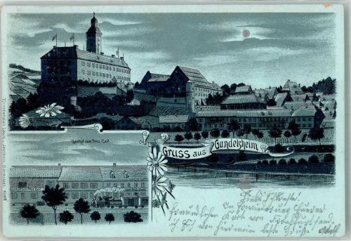 Gundelsheim 1899 Gasthaus zum Prinz Carl Mondschein
