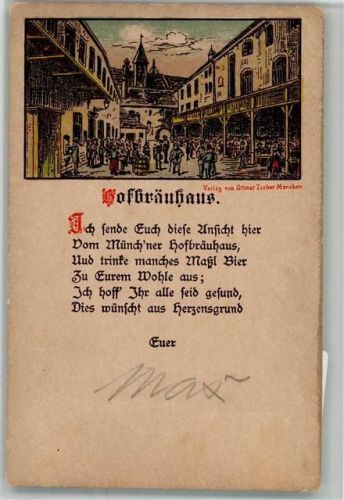 München 1889 Gebrauchsspuren Scan genau beachten! Hofbräuhaus Verlag Ottmar Zieher Lithographie