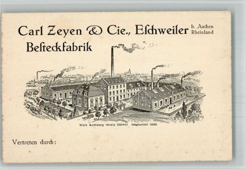 Eschweiler Lithographie Besteckfabrik Carl Zeyen & Co. Vertreteranzeige