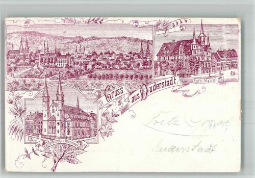 Duderstadt 1898 Vorläufer Druck um 1890 Klosterkirche Pensionat Rathaus