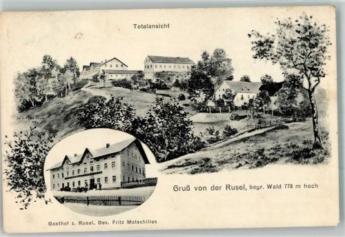 Schaufling 1911 sign. Eugen Felle Isny Gasthaus z. Rusel