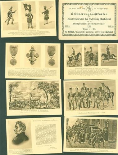 Hessisch Lichtenau Lot mit 12 AK 100 Jahrfeier der Befreung Kurhessens von den Franzosen Verlag G. Heller Originalumschlag