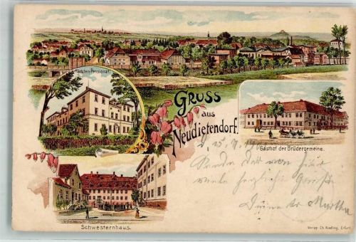 Neudietendorf 1901 Mädchen Pensionat Schwesternhaus Gasthaus der Brüdergemeinde