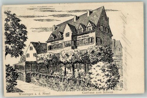 Winningen Gasthaus zum Schwan Zeichnung