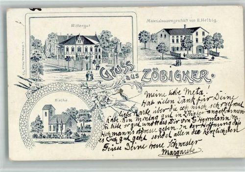 Markkleeberg Zöbigker Rittergut Materialwarengeschäft Helbig Kirche Rose