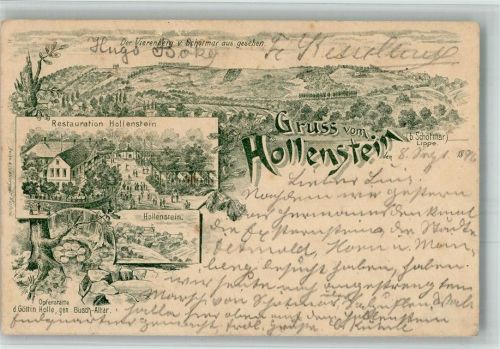 Schötmar 1896 Vorläufer Druck um 1880 - 1889 Gasthaus Hollenstein Opferstätte der Göttin Holle gen. Busch-Altar