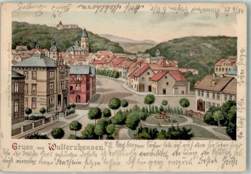 99880 O5812 Waltershausen , Thür 1901 - Schloss Tenneberg Stadtzentum Stadtkirche Springbrunnen