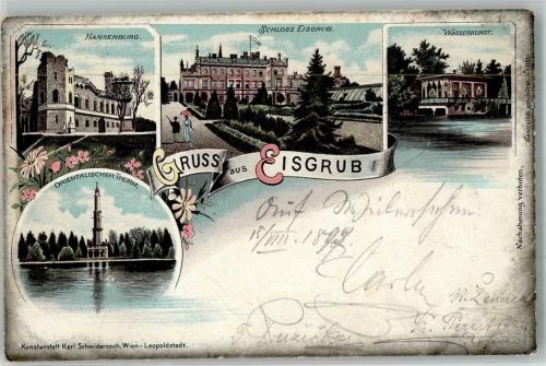 Eisgrub 1897 Schloss Eisgrub Hansenburg Wasserkunst Orientalischer Turm