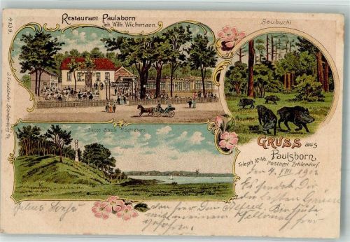 Zehlendorf 1901 Saubucht Gasthaus Paulsborn Jacco Säule Wildschweine
