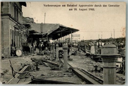 Appenweier 1905 Unwetterkatastrophe 10. Aug. 1905 Zerstörter Bahnhof