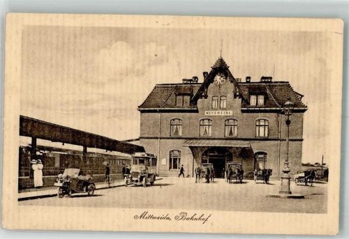 Mittweida 1916 Bahnhof Kutschen Bus Automobil