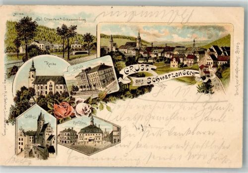 Schwarzenberg 1897 Schule Rathaus Schloss
