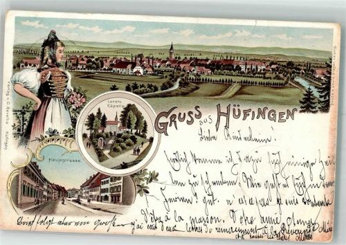 Hüfingen 1897 Volkstracht Hauptstraße Loreto-Kapelle