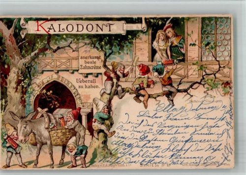 1901 Kalodont Zahncreme Zwerg Esel Lithographie Verlag E.A. Sarg & Sohn