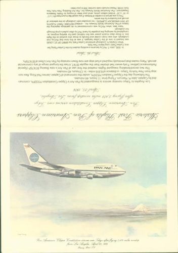 1976 Pan American Clipper Class Boeing B 747 Destination Tokyo - Los Angeles Historic First Flight Klappkarte 17,5 x 12,5 (25) cm