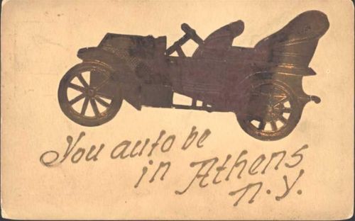 Autoapplikation montiert auf AK von 1908, leicht beschädigt