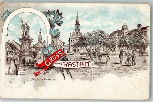 Rastatt Hauptstraße Stadtkirche Post Bernhardusbrunnen