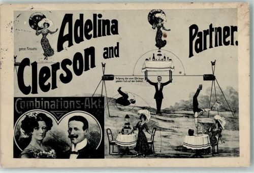 1912 Zirkus Adelina Clerson u. Partner Akrobatik Kombinations-Akt