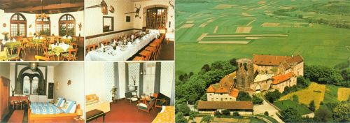 Hammelburg Hotel Schloss Saaleck Gasthaus Innen- und Aussenansicht Klappkarte