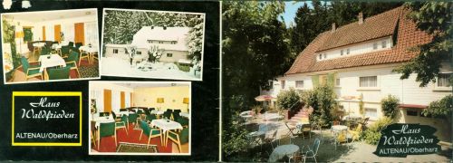 Altenau Pension Haus Waldfrieden Innen-und Aussenansicht Klappkarte