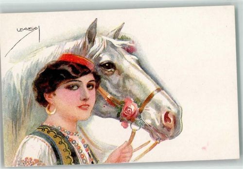 Frau mit einem Pferd Erkal Serie 328-4 AK