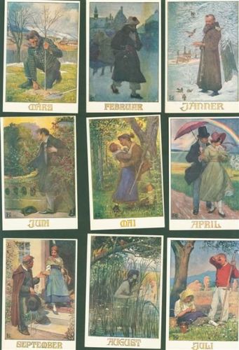Lot mit 12 AK Serie Nr. 1271-82 Monat Kleinposten bis 20