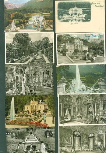 82488 W8107 Ettal Kleinposten bis 20 Lot mit 18 AK Schloss Linderhof Originale aus dem Archiv des Metzverlags oft Klebereste rückseitig