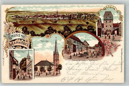 Marköbel 1903 Obertor Untertor Hauptstrasse Rathaus