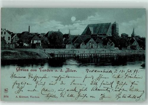 Verden 1899 Dom Kirche Fabrik Mond Gruss