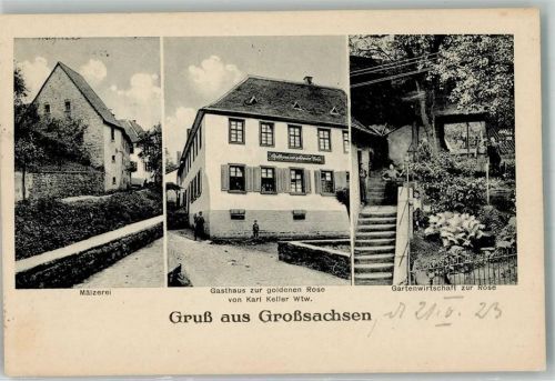 Großsachsen 1923 Mälzerei Gasthaus zur goldenen Rose Gartenwirtschaft Inflationsporto