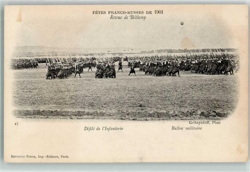 Betheny 1901 Fetes Franco-Russes de 1901 Nr. 43 Manöver Infanterie + Ballon Militaire