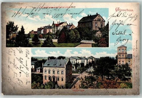 Glauchau 1902 Königstraße Turnerstraße mit Bismarckhain