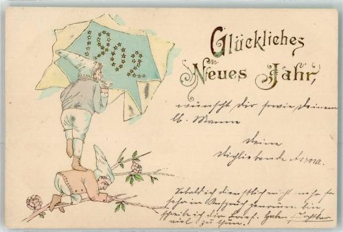 1901 Durchbrochene Papierwand Neujahr Jahreszahl 1902 AK