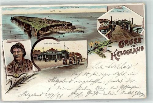 Helgoland 1898 Steilküste Helgoländer Tracht Conversationshaus Lästerallee