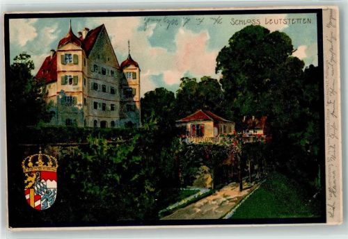 Leutstetten 1900 Schloss Leutstetten Wappen Künstlerkarte Nr. 1443