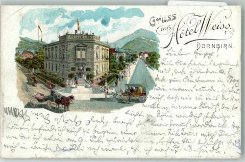 Dornbirn 1899 Lithographie Hotel Weiss Stauchung