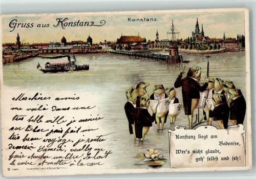 Konstanz 1903 Gruss aus Frosch vermenschlicht