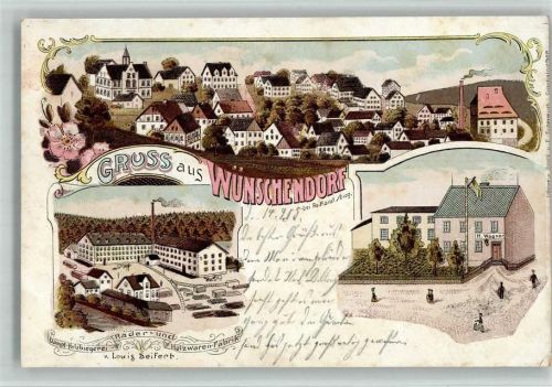 Wünschendorf Dampf Holzbiegerei Räder- und Holwaren-Fabrik Geschäft H. Wagner Lithographie