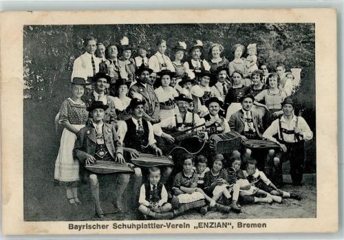 Bremen 1921 Bayerischer Schuhplattler Verein Enzian Zitter Tracht Akkordeon