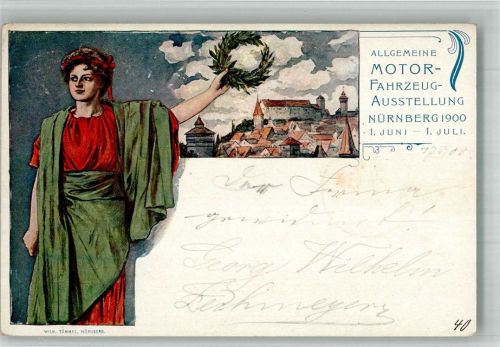 Nürnberg 1900 Motor-Fahrzeug + Stempel