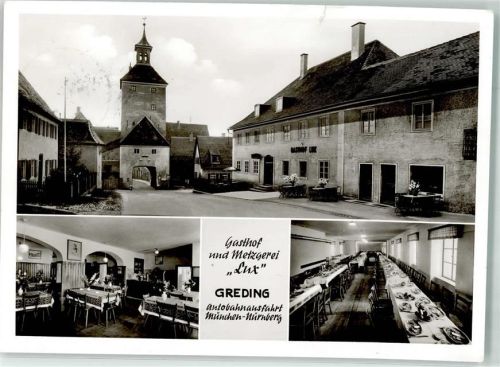 Greding Gasthaus Metzgerei Lux Gastraum Turm Tor Foto AK