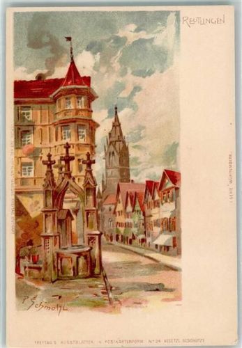 Reutlingen Marienkirche Wilhelmstraße Brunnen sign. P. Schmohl