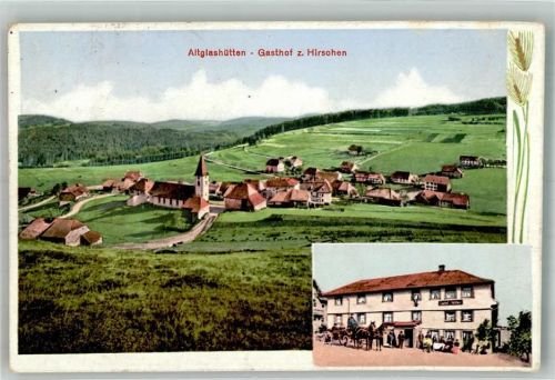 Altglashütten 1915 Gasthaus zum Hirschen Dorfkirche Vereins-Lazarett-Stempel