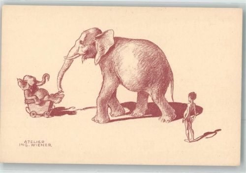 Wien Atelier Ing. Wiener Elefant Kind schaut zu Tierschutzverein Wien Nr. 504